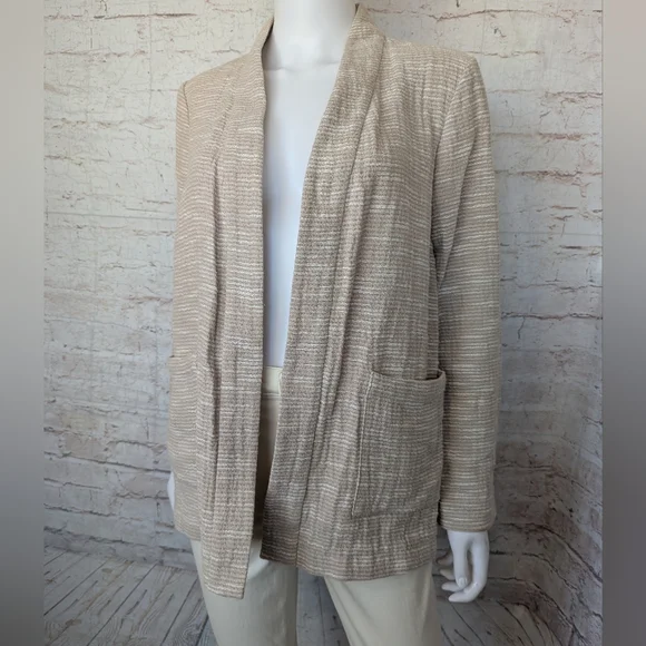 Eileen Fisher Rhythmic Cotton Slub Kimono Jacket in a natural beige color - Picture 5 of 13